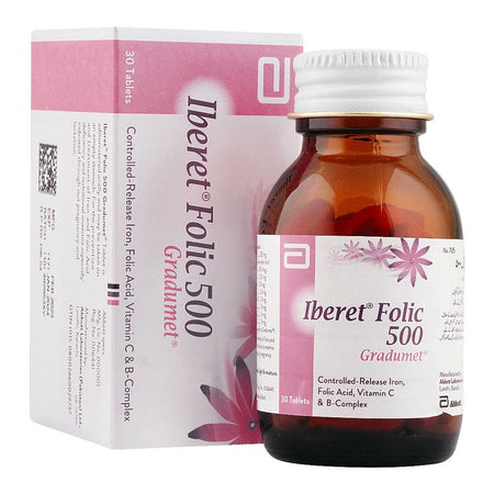 Abbott Iberet Folic 500 Gradumet Tablet, 30-Pack - Main Image