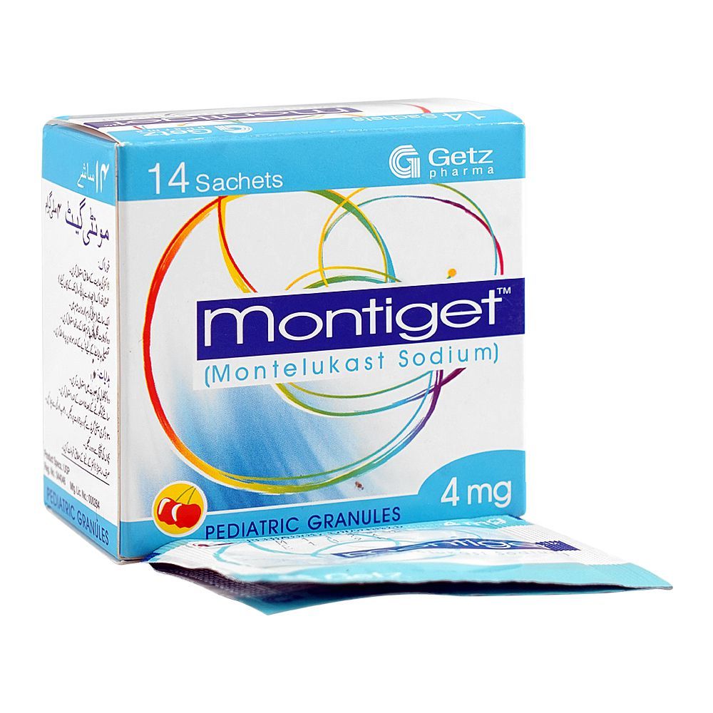 Getz Pharma Montiget Pediatric Granules, 4mg, 14 Sachets Box - Main Image