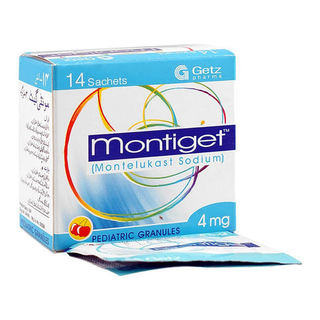 Getz Pharma Montiget Pediatric Granules, 4mg, 14 Sachets Box - Main Image