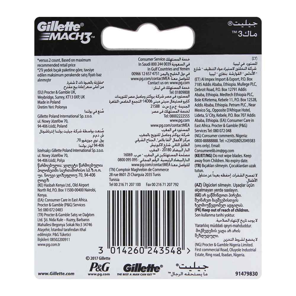 Gillette Mach3 Cartridges, Razor Blades, 8-Pack - Image 2
