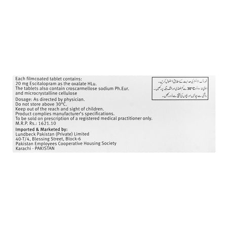 Lundbeck Pvt. Ltd. Cipralex Tablet, 20mg, 14-Pack - Image 2