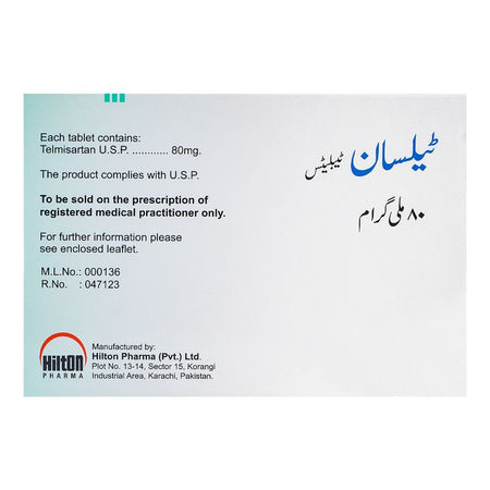 Hilton Pharma Telsan Tablet, 80mg, 14-Pack - Image 2