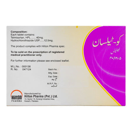 Hilton Pharma Co-Telsan Tablet, 40/12.5mg, 14-Pack - Image 2