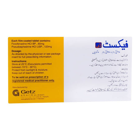 Getz Pharma Fexet-D Tablet, 60/120mg, 10-Pack - Image 3