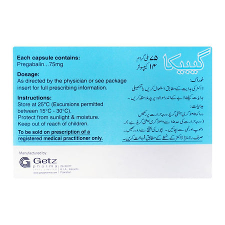 Getz Pharma Gabica Capsule, 75mg, 14-Pack - Image 3