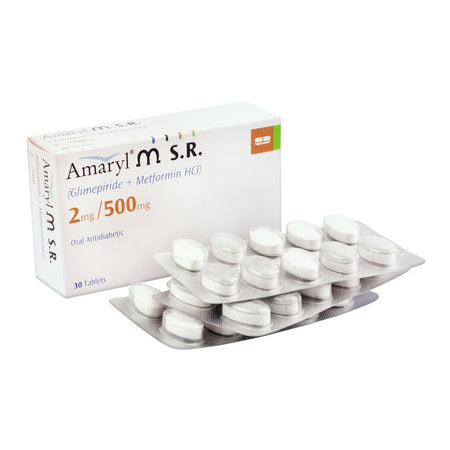 Amaryl-M S.R Tablet, 2mg/500mg, 30-Pack - Main Image