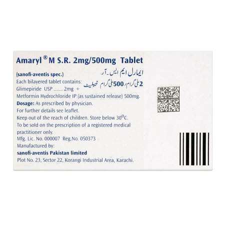 Amaryl-M S.R Tablet, 2mg/500mg, 30-Pack - Image 2