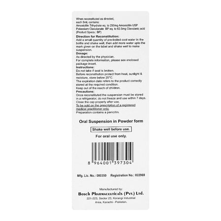 Bosch Pharmaceuticals Calamox Syrup, 312.50mg/5ml, 90ml - Image 2