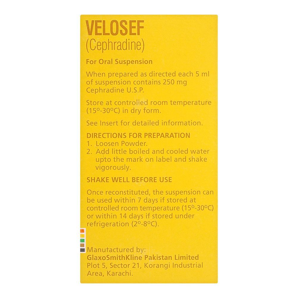 GSK Velosef Suspenion, 125mg/90ml - Image 2