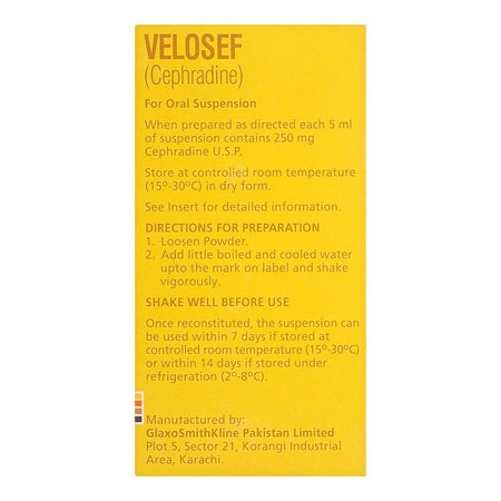GSK Velosef Suspension, 250mg/90ml - Image 2