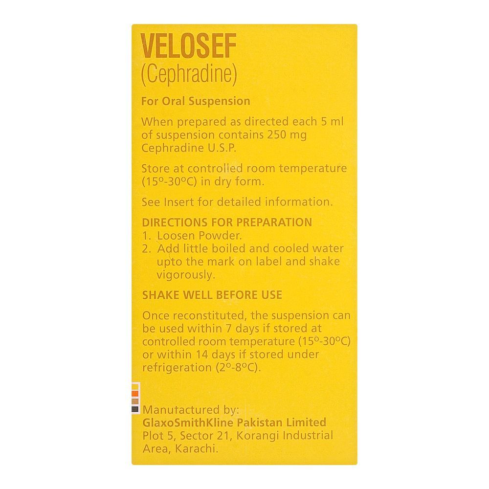 GSK Velosef Suspension, 250mg/90ml - Image 2