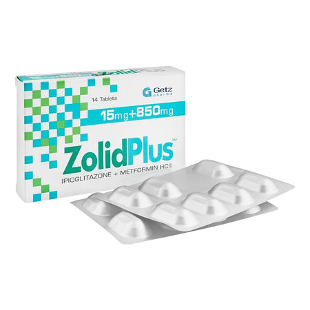 Getz Pharma Zolid Plus Tablet, 15mg + 850mg, 14-Pack - Main Image