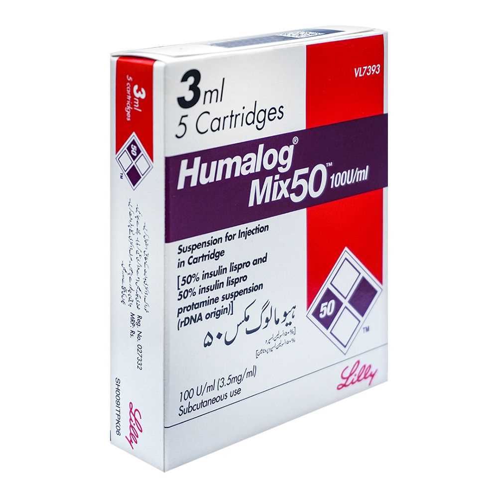 Eli Lilly Humalog Mix 50 Injection, 100IU/ml, 3.5mg/ml, 3ml - Main Image