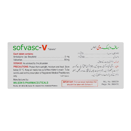 Wilson's Pharmaceuticals Sofvasc-V Tablets 5/80mg, 14 Tablets - Image 2