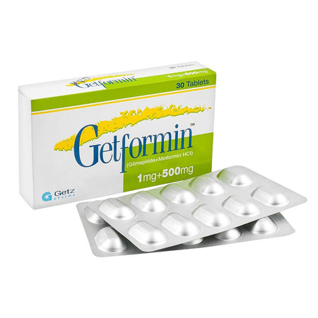 Getz Pharma Getformin Tablet, 1mg + 500mg, 30-Pack - Main Image