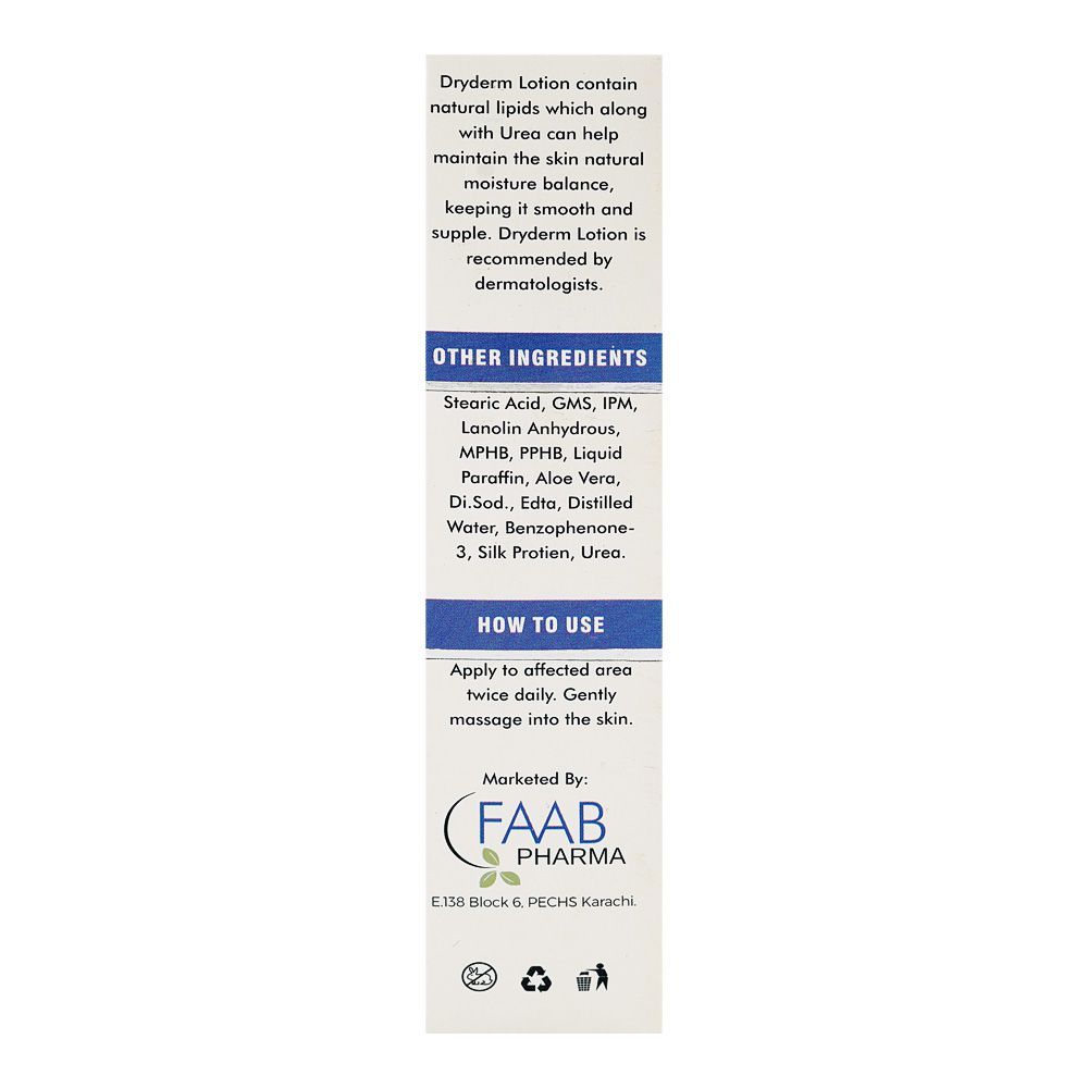 Faab Pharma Dryderm Lotion, For Dry & Rough Skin, 150ml - Image 2