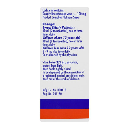 Platinum Pharmaceuticals Unifyline Syrup, 100mg/5ml, 60ml - Image 2