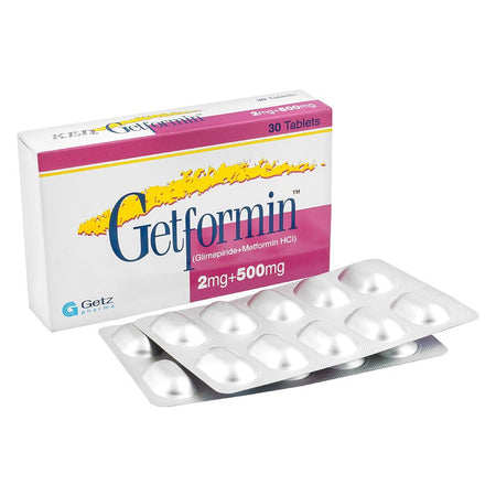 Getz Pharma Getformin Tablet, 2mg + 500mg, 30-Pack - Main Image