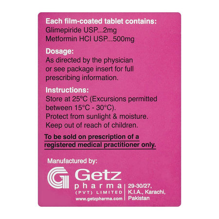 Getz Pharma Getformin Tablet, 2mg + 500mg, 30-Pack - Image 5