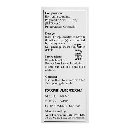 Vega Pharmaceuticals Tears Gel, 10g - Image 3