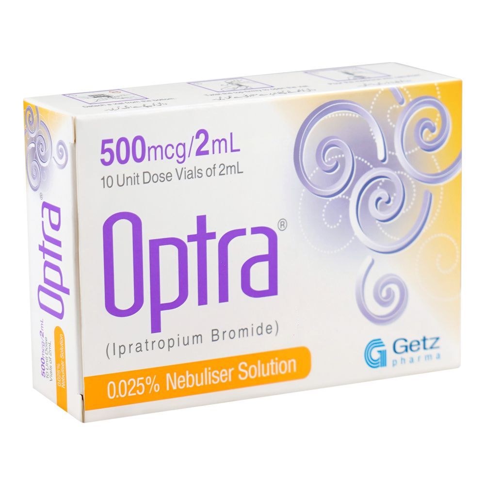 Getz Pharma Optra Nebuliser Solution, 500mcg/2ml Dose, 10-Units - Main Image