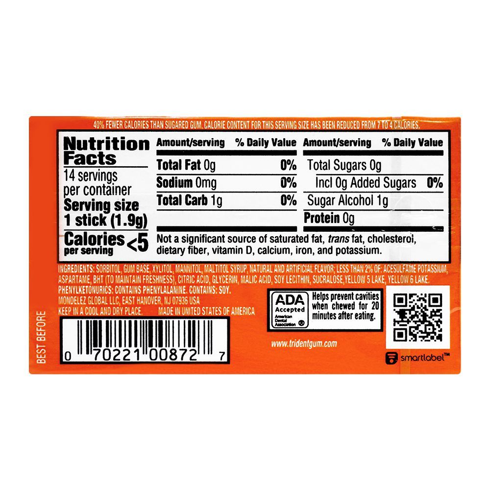 Trident Sugar-Free Gum Tropical Twist, 14-Pack - Image 2