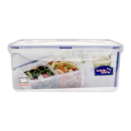 Lock & Lock Air Tight Rectangular Short Food Container, With Divider, 2.3L, LLHPL825B - Image 2