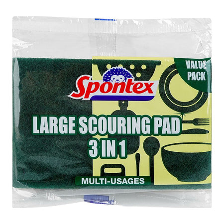Spontex 3in1 Large Scouring Pads, Multi-Usages Scourer Value Pack - Main Image