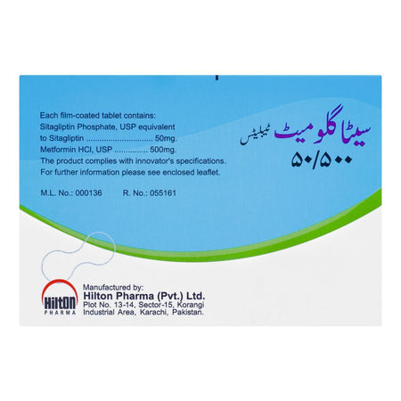 Hilton Pharma Sitaglu Met Tablet, 50/500mg, 14-Pack - Image 2