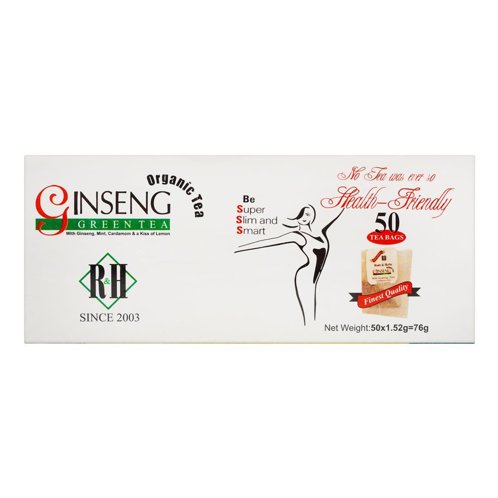 Roots & Herbs Green Tea With Ginseng, Mint, Cardamom & Lemon, 50-Pack - Image 2