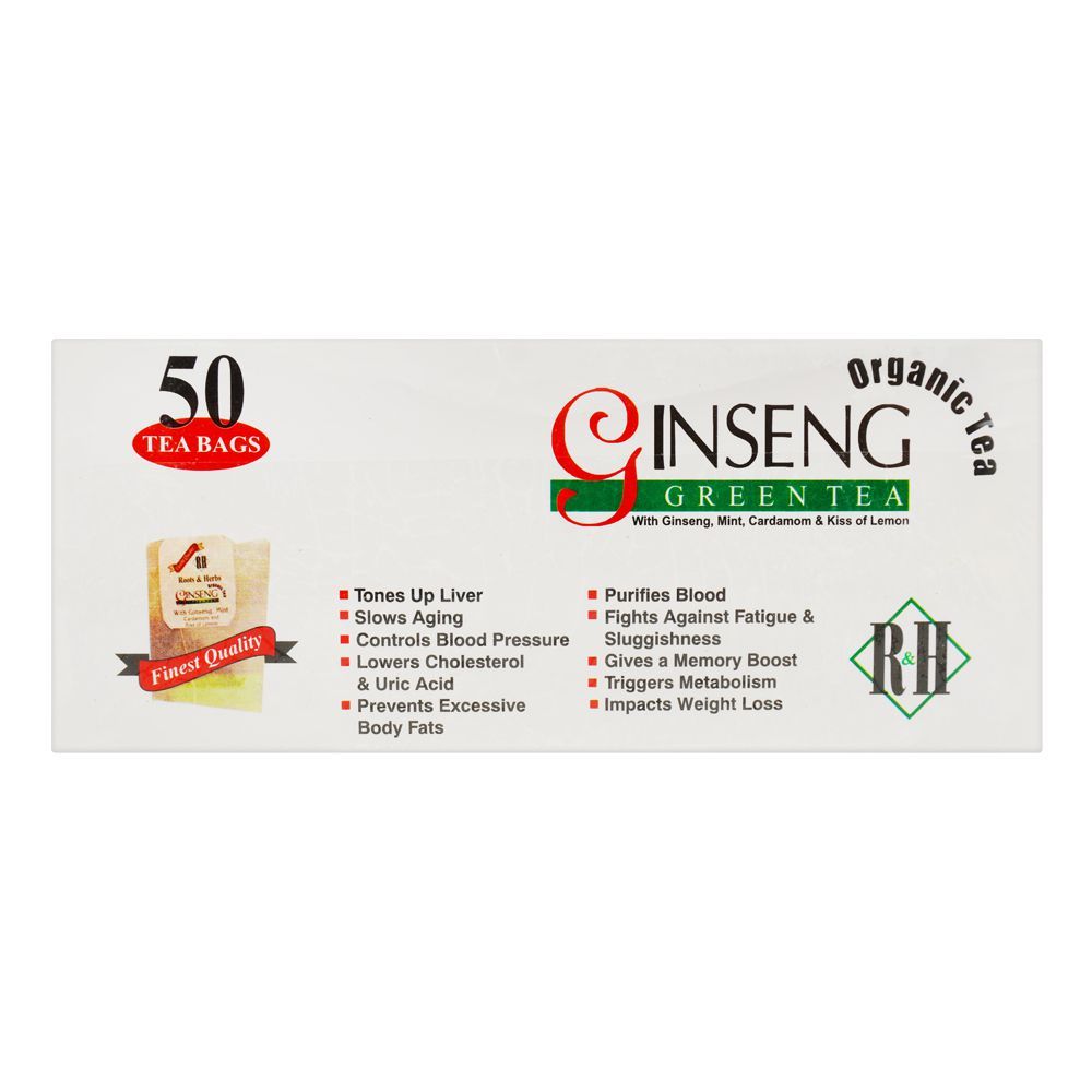 Roots & Herbs Green Tea With Ginseng, Mint, Cardamom & Lemon, 50-Pack - Image 3