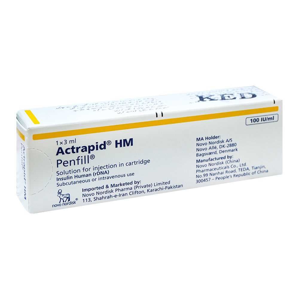 Buy Novo Nordisk Pharma Actrapid HM Penfill, 100IU/ml, 3ml – Shopaholic.pk