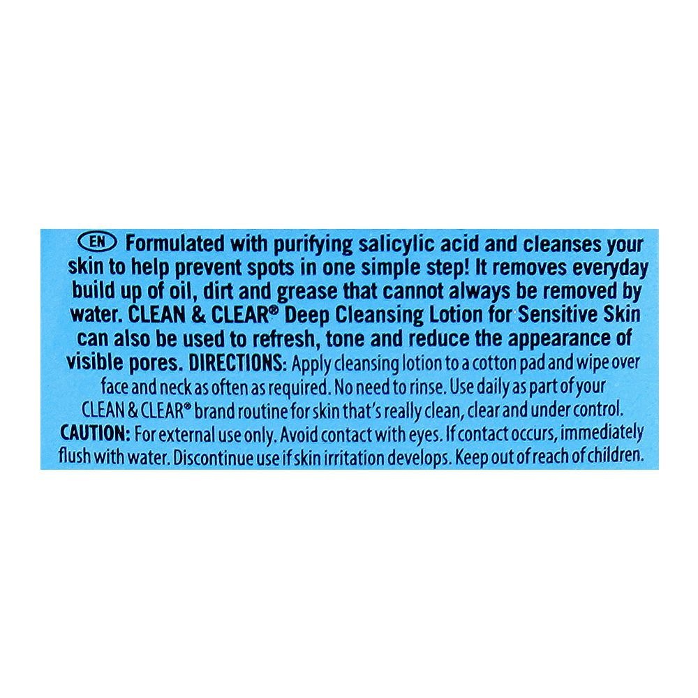 Clean & Clear Deep Cleansing Sensitive Skin Lotion, 200ml - Image 3