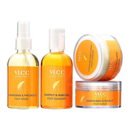 VLCC Pediglow Foot Care Kit, Foot Cleaner 100ml + Foot Scrub 50g + Foot Cream 50g + 100ml, 4-Pack - Main Image