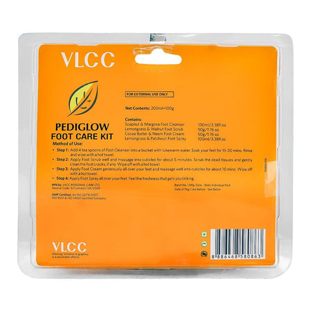VLCC Pediglow Foot Care Kit, Foot Cleaner 100ml + Foot Scrub 50g + Foot Cream 50g + 100ml, 4-Pack - Image 3