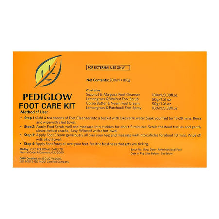VLCC Pediglow Foot Care Kit, Foot Cleaner 100ml + Foot Scrub 50g + Foot Cream 50g + 100ml, 4-Pack - Image 4