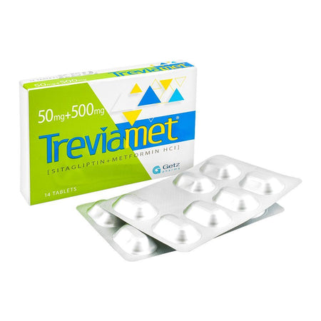 Getz Pharma Treviamet Tablet, 50mg + 500mg, 14-Pack - Main Image