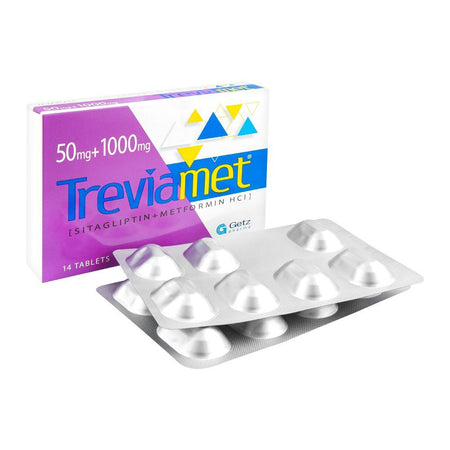Getz Pharma Treviamet Tablet, 50mg + 1000mg, 14-Pack - Main Image