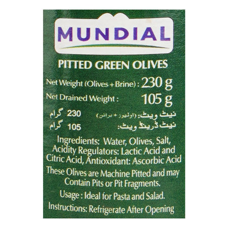Mundial Pitted Green Olives, 230g - Image 3
