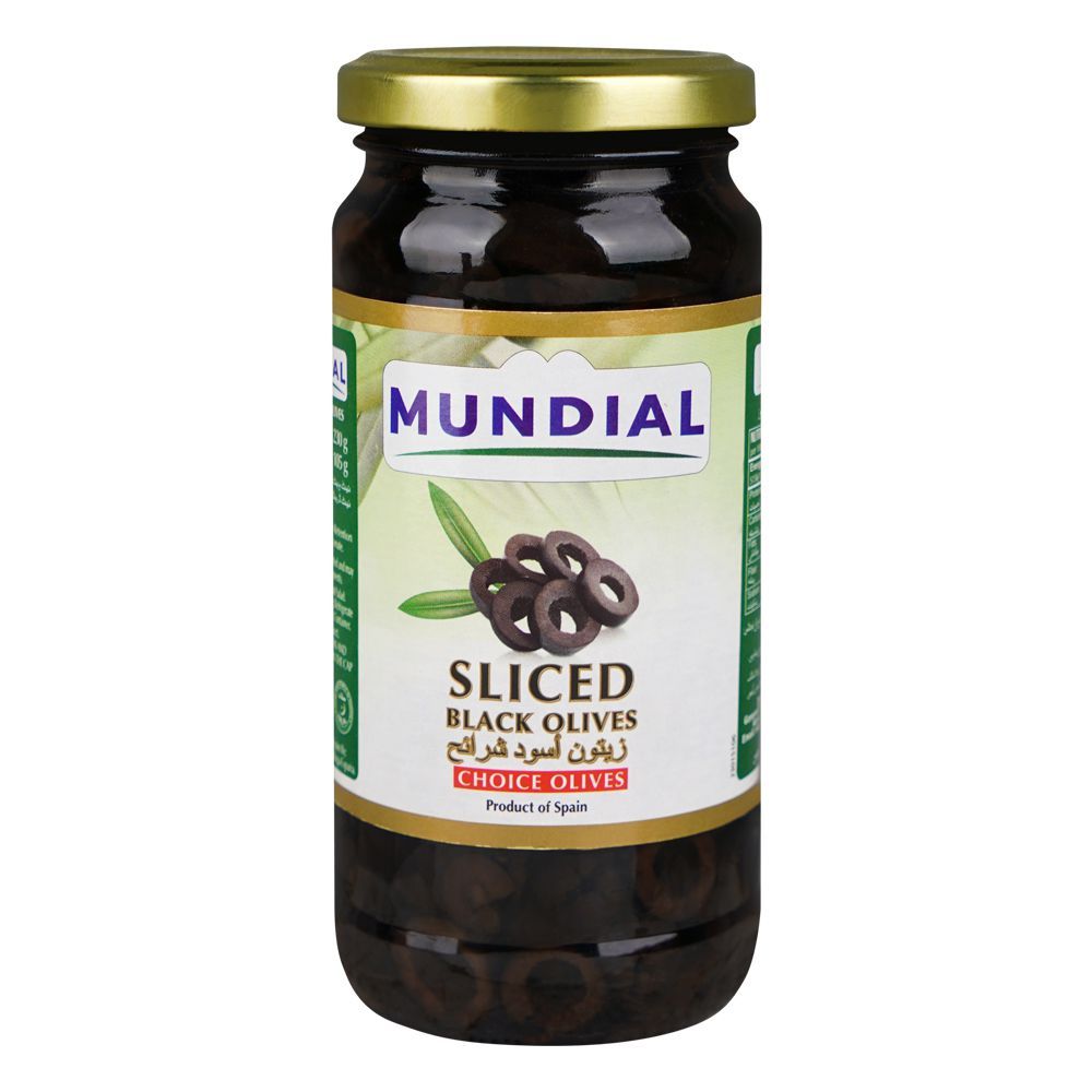 Mundial Sliced Black Olives, 230g - Main Image