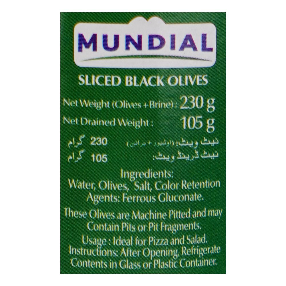 Mundial Sliced Black Olives, 230g - Image 3