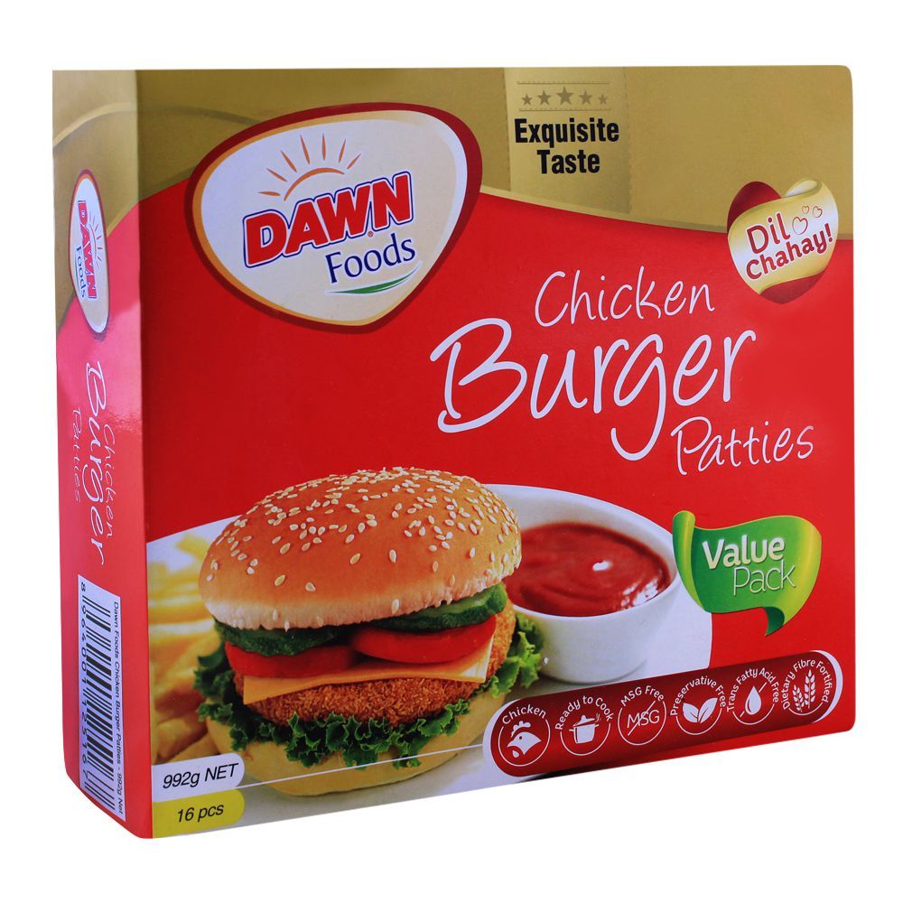 Dawn Chicken Burger Patties, 16 Pieces, 992g - Main Image