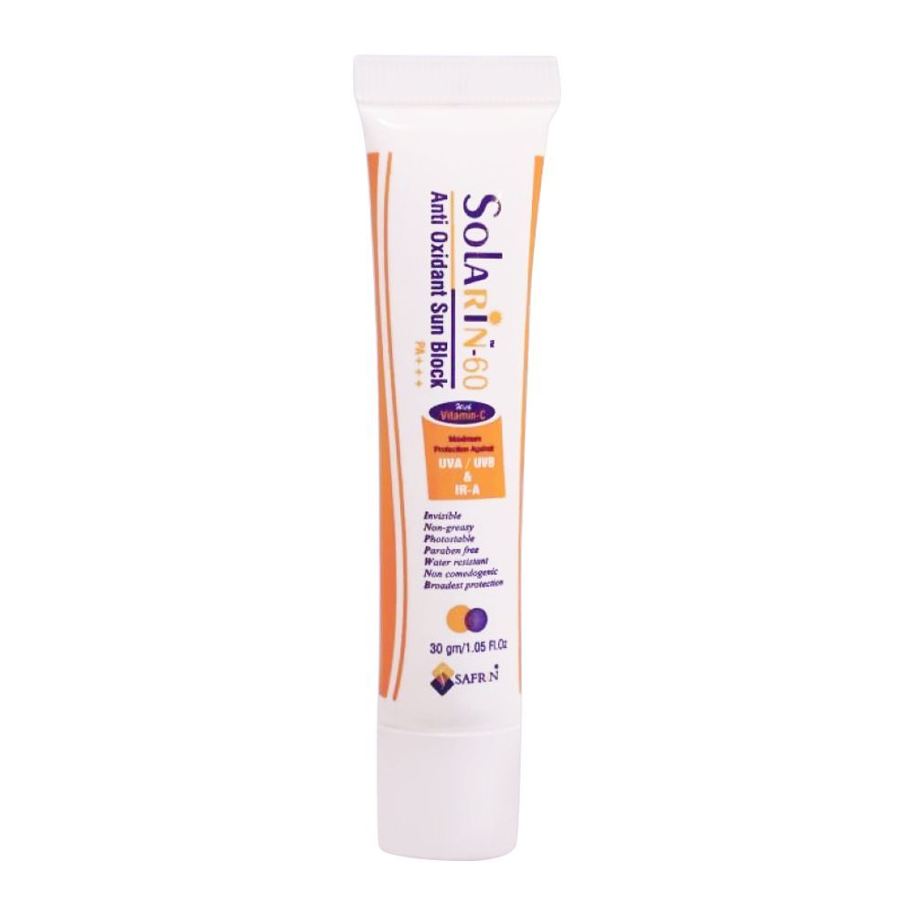 Solarin-60 Anti Oxidant Sun Block, PA+++, UAV/UVB, Paraben Free, 30g - Image 2