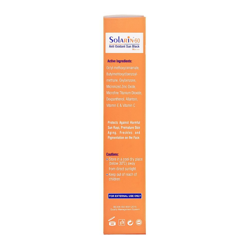 Solarin-60 Anti Oxidant Sun Block, PA+++, UAV/UVB, Paraben Free, 30g - Image 3