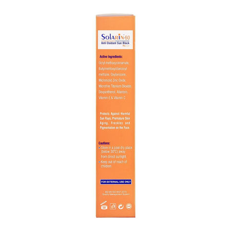 Solarin-60 Anti Oxidant Sun Block, PA+++, UAV/UVB, Paraben Free, 30g - Image 3