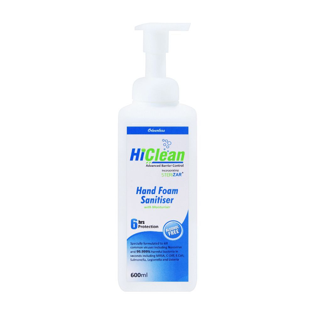 Hiclean Odourless Hand Foam Sanitiser With Moisturiser, Alcohol Free, 600ml - Main Image