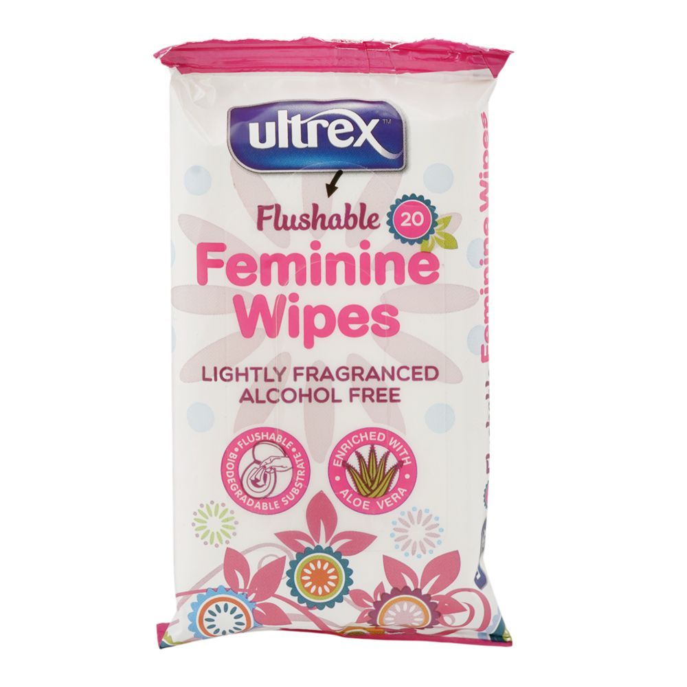 Ultrex Feminine Wipes, Aloe Vera, Alcohol Free, 20-Pack - Main Image