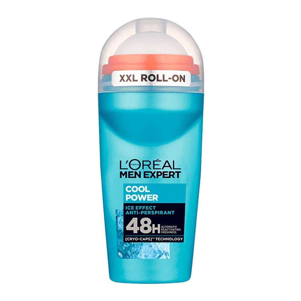L'Oreal Paris Men Expert Cool Power 48H Ice Effect Anti-Perspirant Deodorant Roll On, 50ml - Main Image
