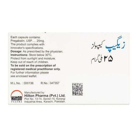 Hilton Pharma Zeegap Capsule, 25mg, 14-Pack - Image 2