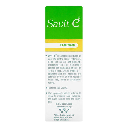 Whiz Laboratories Savit-E Face Wash, Vitamin E, Citric Acid, For All Types Of Skin, 125ml - Image 3